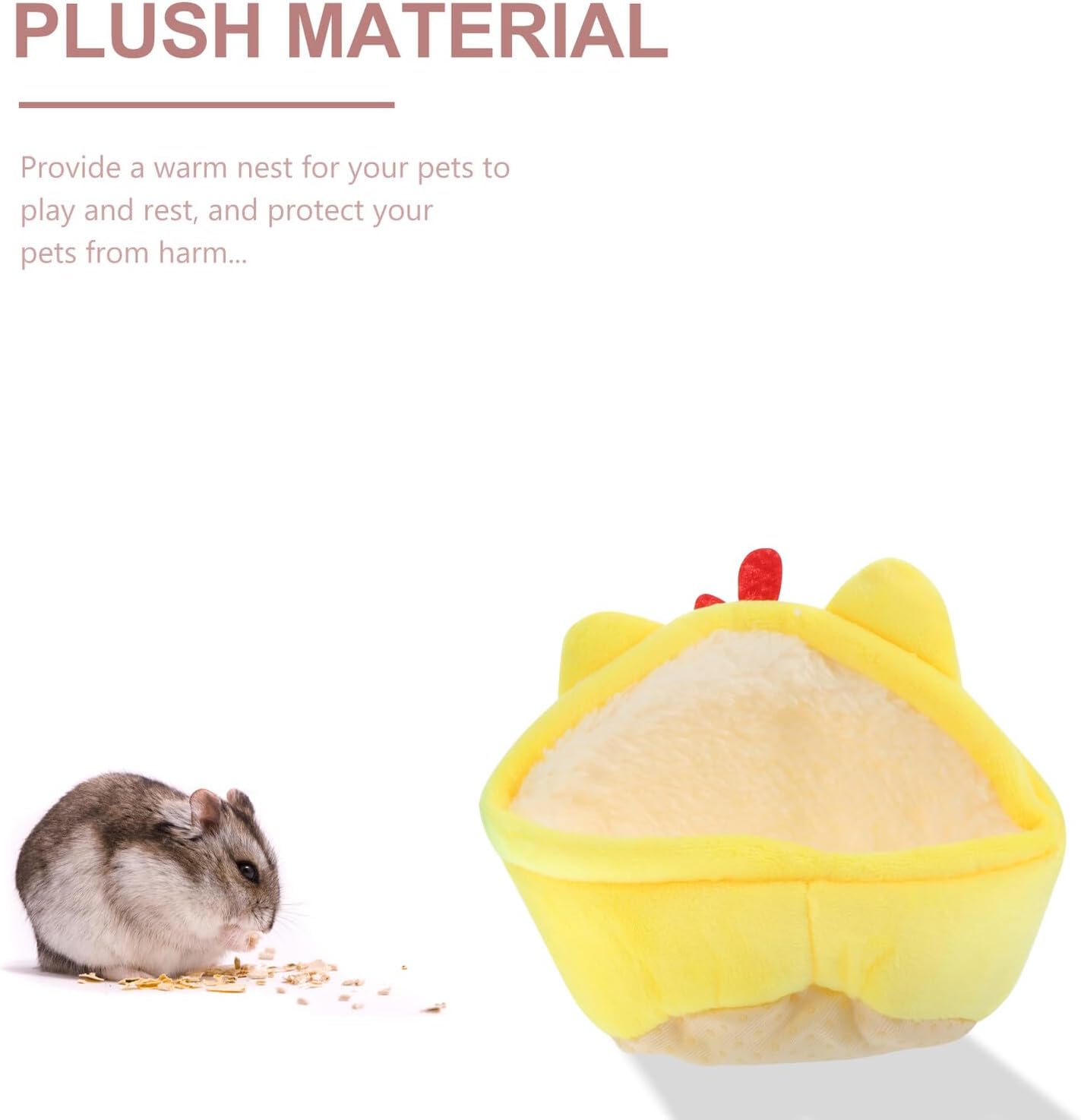 2pcs Hamster Cave and Warm Cotton Pet Rest Bed Plush Winter Sleeping Nest for Small Pets Blue and Yellow Cozy Hamster Hideout and Squirrels