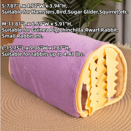 Guinea Pig Hideout - Fleece Tunnel House Cage Accessories for Rat Hamster Hedgehog Chinchilla Small Animal - Playing Sleeping Hunting Resting Washable Tube (Yellow,Small)