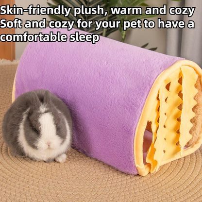 Guinea Pig Hideout - Fleece Tunnel House Cage Accessories for Rat Hamster Hedgehog Chinchilla Small Animal - Playing Sleeping Hunting Resting Washable Tube (Yellow,Small)