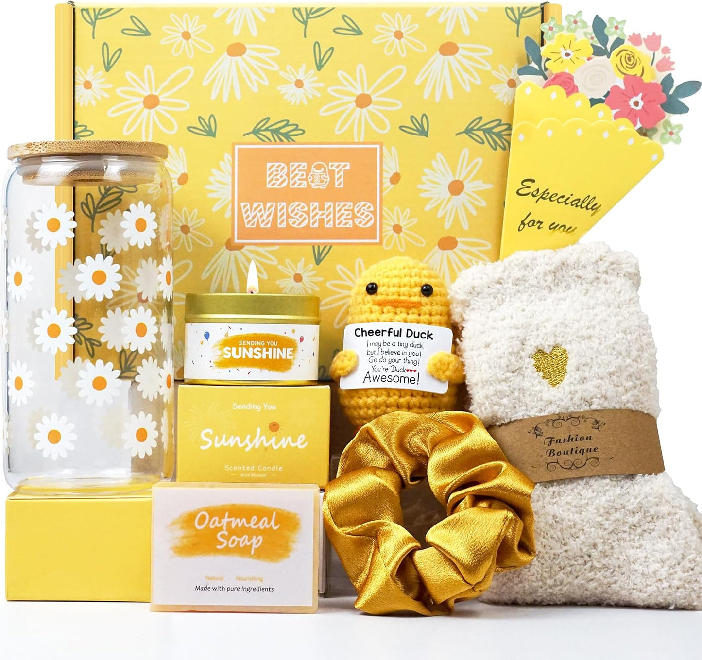 Gift Baskets for Women, Unique Birthday Gifts for Women Friendship | Best Friend Birthday Christmas Gift, Get Well Soon Sending Sunshine Teen Girl Gifts for Daughter Sister - BRIGHTEN UP HER DAY