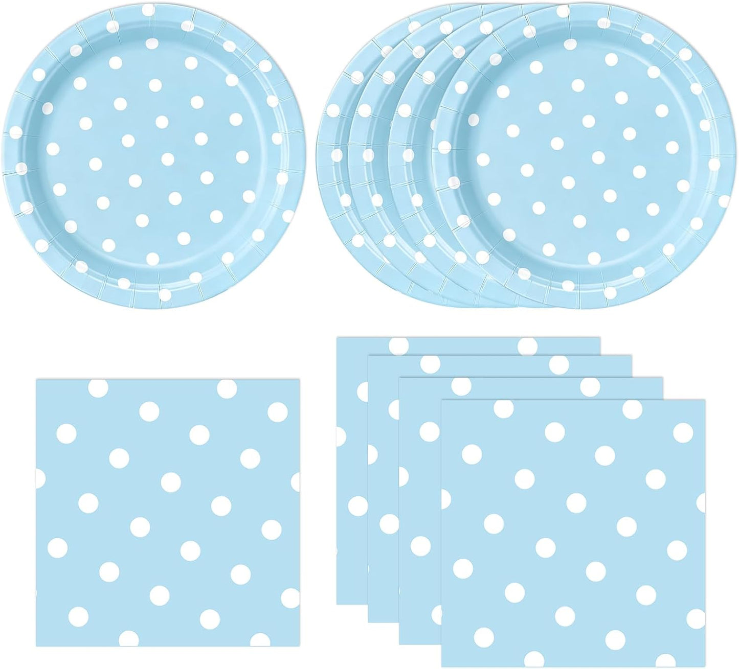 50PCS Yellow Polka Dot Paper Plates and Napkins Party Supplies, Yellow and White Party Plates and Napkins Tableware Set for Birthday Bridal & Baby Shower Wedding Party Decoration