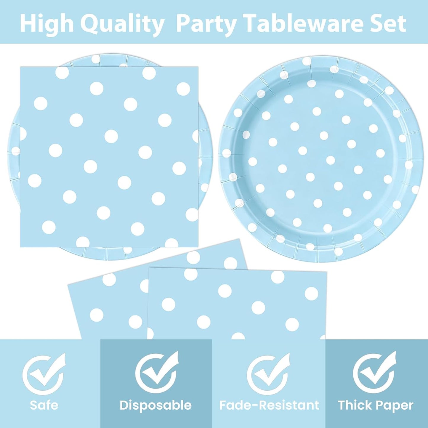 50PCS Yellow Polka Dot Paper Plates and Napkins Party Supplies, Yellow and White Party Plates and Napkins Tableware Set for Birthday Bridal & Baby Shower Wedding Party Decoration