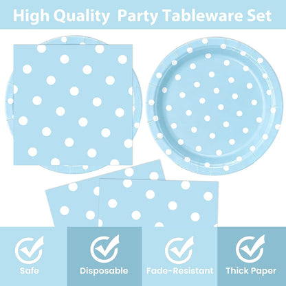 50PCS Yellow Polka Dot Paper Plates and Napkins Party Supplies, Yellow and White Party Plates and Napkins Tableware Set for Birthday Bridal & Baby Shower Wedding Party Decoration