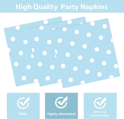 50PCS Yellow Polka Dot Paper Plates and Napkins Party Supplies, Yellow and White Party Plates and Napkins Tableware Set for Birthday Bridal & Baby Shower Wedding Party Decoration