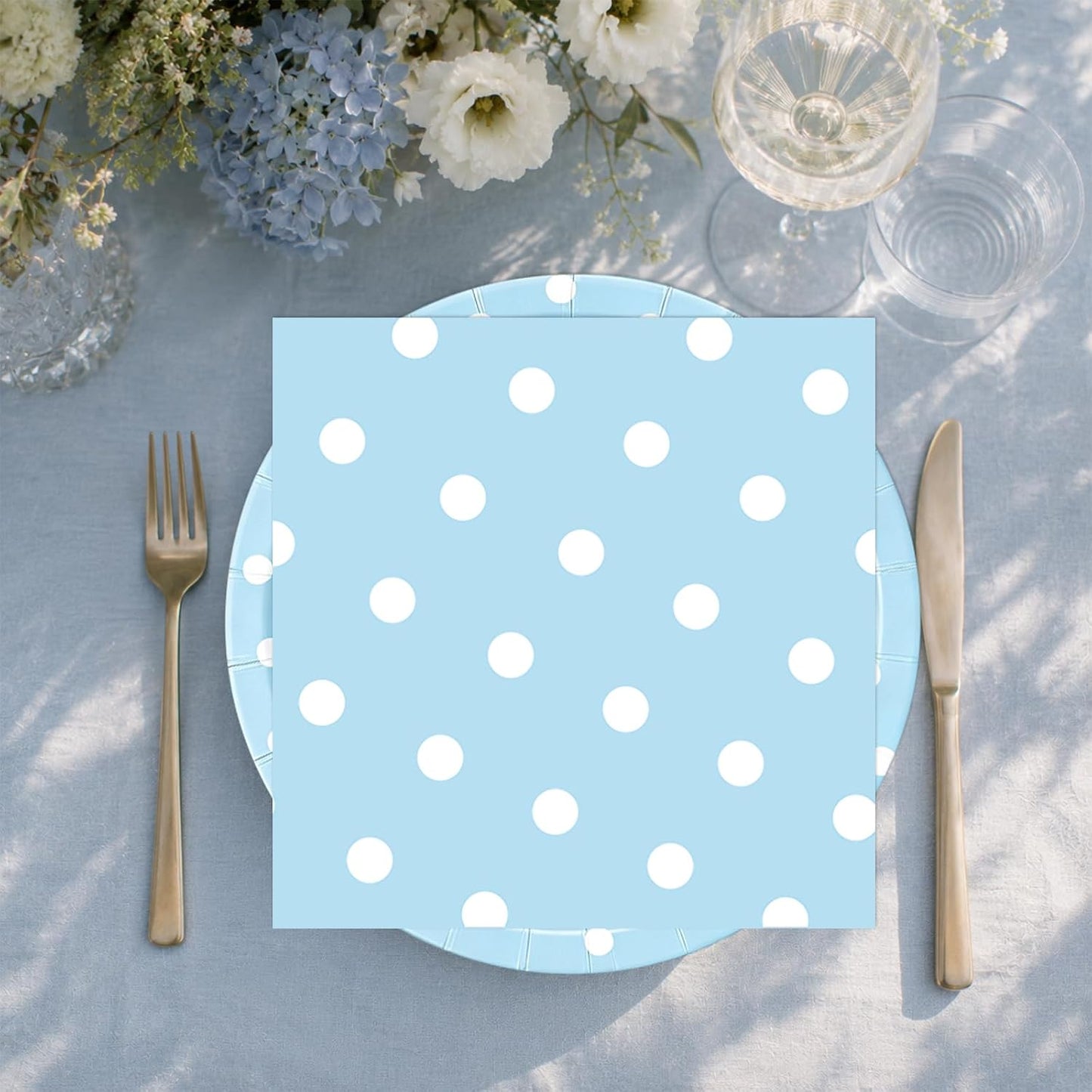 50PCS Yellow Polka Dot Paper Plates and Napkins Party Supplies, Yellow and White Party Plates and Napkins Tableware Set for Birthday Bridal & Baby Shower Wedding Party Decoration