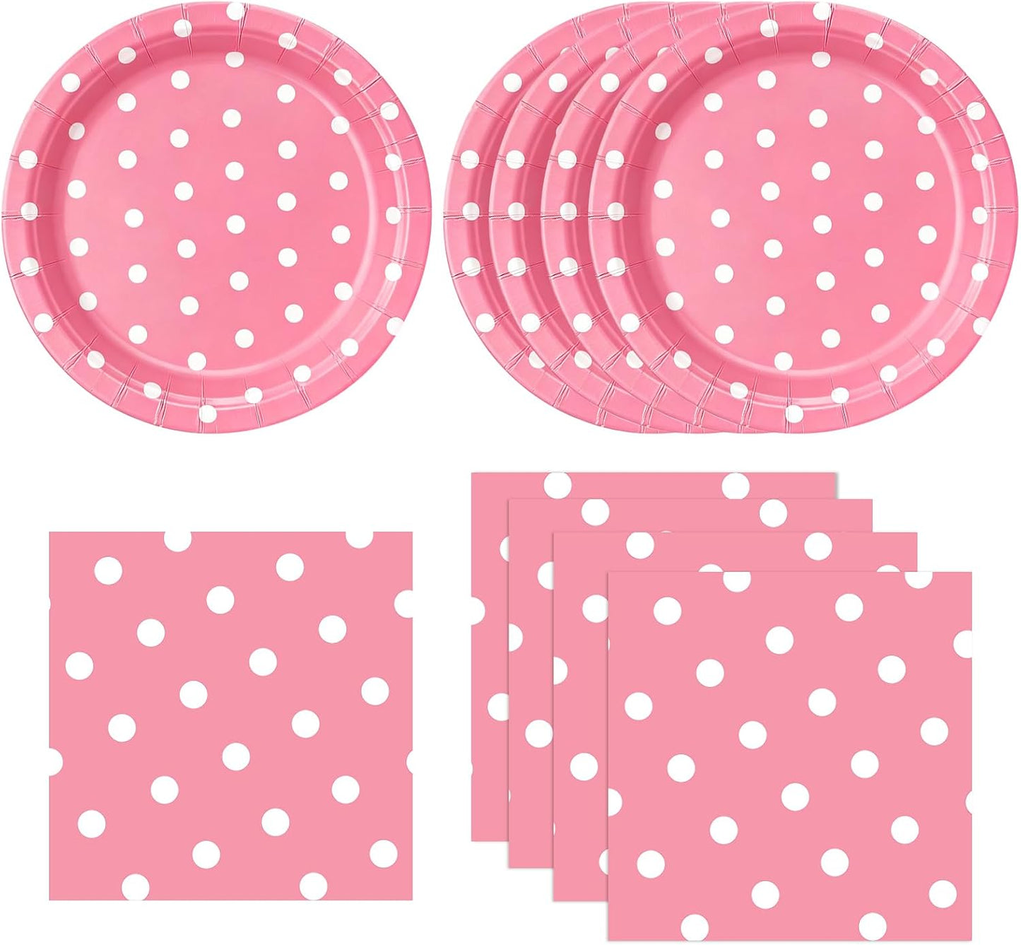 50PCS Yellow Polka Dot Paper Plates and Napkins Party Supplies, Yellow and White Party Plates and Napkins Tableware Set for Birthday Bridal & Baby Shower Wedding Party Decoration