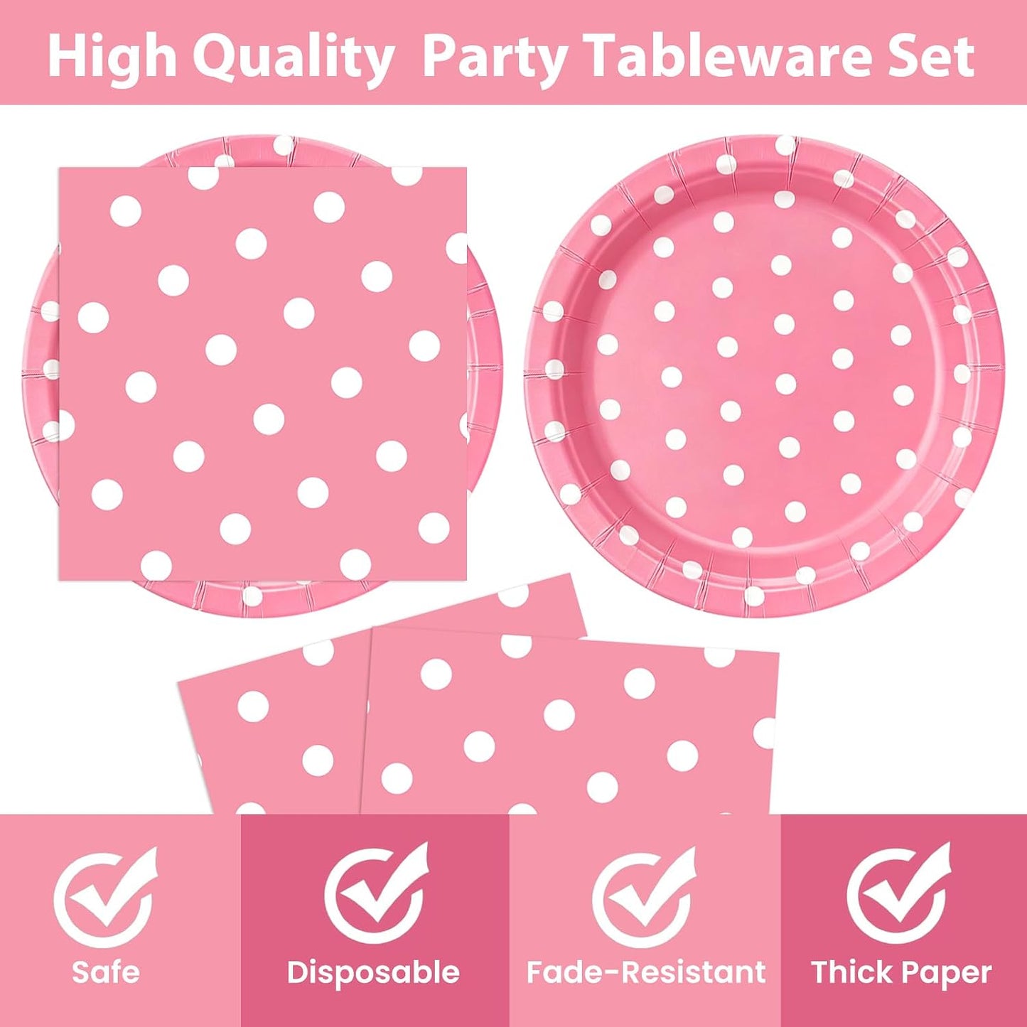 50PCS Yellow Polka Dot Paper Plates and Napkins Party Supplies, Yellow and White Party Plates and Napkins Tableware Set for Birthday Bridal & Baby Shower Wedding Party Decoration