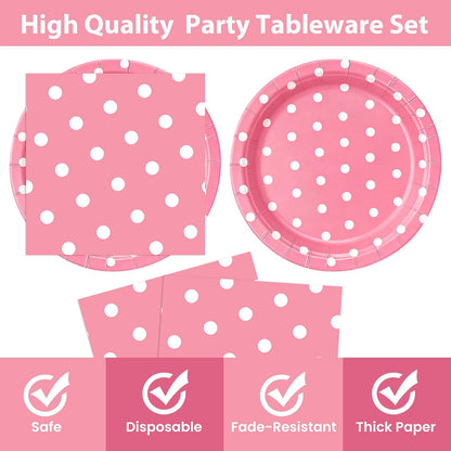 50PCS Yellow Polka Dot Paper Plates and Napkins Party Supplies, Yellow and White Party Plates and Napkins Tableware Set for Birthday Bridal & Baby Shower Wedding Party Decoration