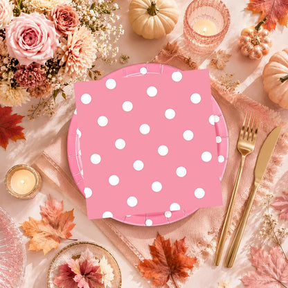50PCS Yellow Polka Dot Paper Plates and Napkins Party Supplies, Yellow and White Party Plates and Napkins Tableware Set for Birthday Bridal & Baby Shower Wedding Party Decoration
