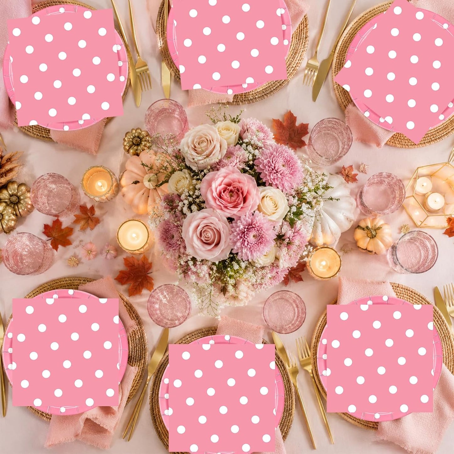 50PCS Yellow Polka Dot Paper Plates and Napkins Party Supplies, Yellow and White Party Plates and Napkins Tableware Set for Birthday Bridal & Baby Shower Wedding Party Decoration
