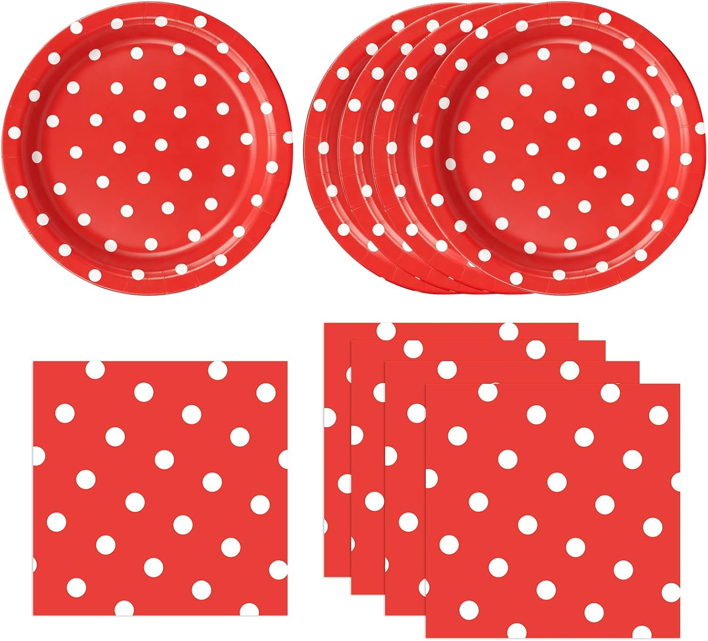50PCS Yellow Polka Dot Paper Plates and Napkins Party Supplies, Yellow and White Party Plates and Napkins Tableware Set for Birthday Bridal & Baby Shower Wedding Party Decoration