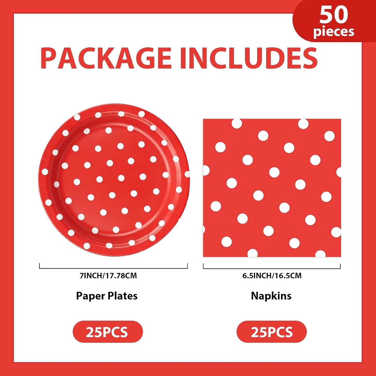 50PCS Yellow Polka Dot Paper Plates and Napkins Party Supplies, Yellow and White Party Plates and Napkins Tableware Set for Birthday Bridal & Baby Shower Wedding Party Decoration