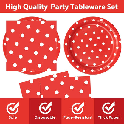 50PCS Yellow Polka Dot Paper Plates and Napkins Party Supplies, Yellow and White Party Plates and Napkins Tableware Set for Birthday Bridal & Baby Shower Wedding Party Decoration