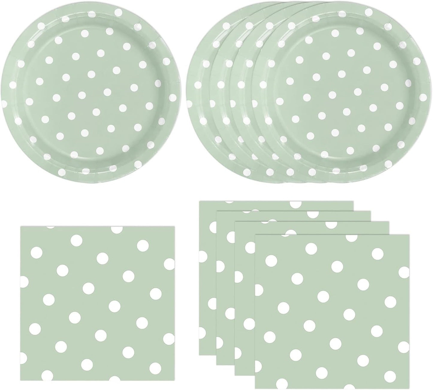 50PCS Yellow Polka Dot Paper Plates and Napkins Party Supplies, Yellow and White Party Plates and Napkins Tableware Set for Birthday Bridal & Baby Shower Wedding Party Decoration