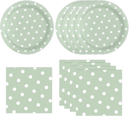 50PCS Yellow Polka Dot Paper Plates and Napkins Party Supplies, Yellow and White Party Plates and Napkins Tableware Set for Birthday Bridal & Baby Shower Wedding Party Decoration