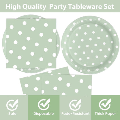 50PCS Yellow Polka Dot Paper Plates and Napkins Party Supplies, Yellow and White Party Plates and Napkins Tableware Set for Birthday Bridal & Baby Shower Wedding Party Decoration