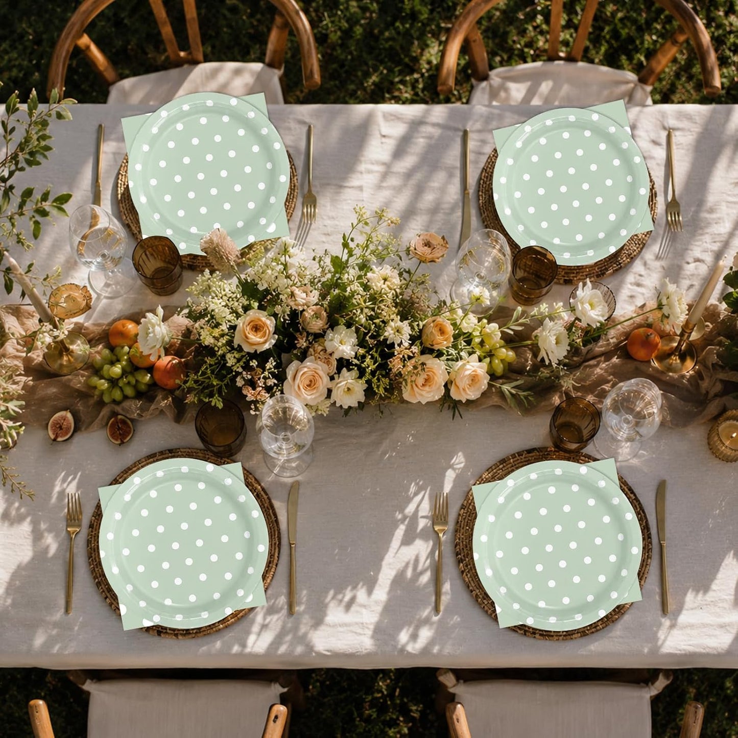 50PCS Yellow Polka Dot Paper Plates and Napkins Party Supplies, Yellow and White Party Plates and Napkins Tableware Set for Birthday Bridal & Baby Shower Wedding Party Decoration