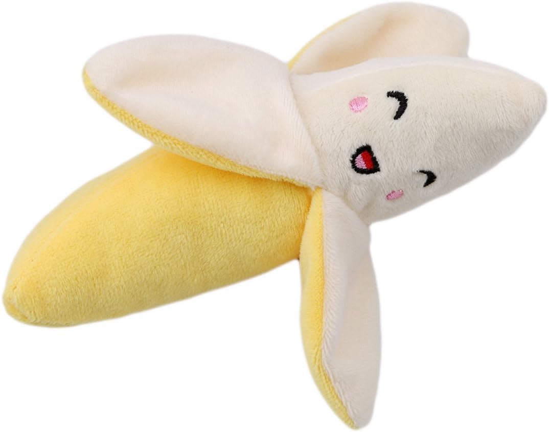 Yellow Squeeze Squeaker Puppy Dog Toys Plush Chew Toys (Banana) Dog Squeak Toys