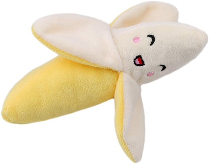 Yellow Squeeze Squeaker Puppy Dog Toys Plush Chew Toys (Banana) Dog Squeak Toys