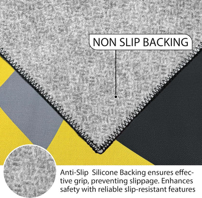 Classical Modern Black and Yellow Stripe Pattern Area Rug for Living Room 3x5 Outdoor Rug Non Slip&Non-Shedding Low Pile Indoor Large Carpets for Bedroom, Dining Room, Home Office, Bathroom