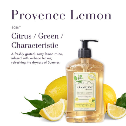 Provence Lemon Liquid Hand Soap - Triple French Milled Natural Moisturizing Soap (16.9 oz Bottle)