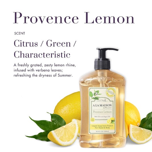 Provence Lemon Liquid Hand Soap - Triple French Milled Natural Moisturizing Soap (16.9 oz Bottle)