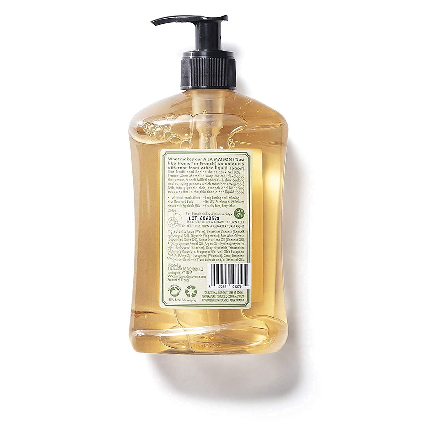 Provence Lemon Liquid Hand Soap - Triple French Milled Natural Moisturizing Soap (16.9 oz Bottle)