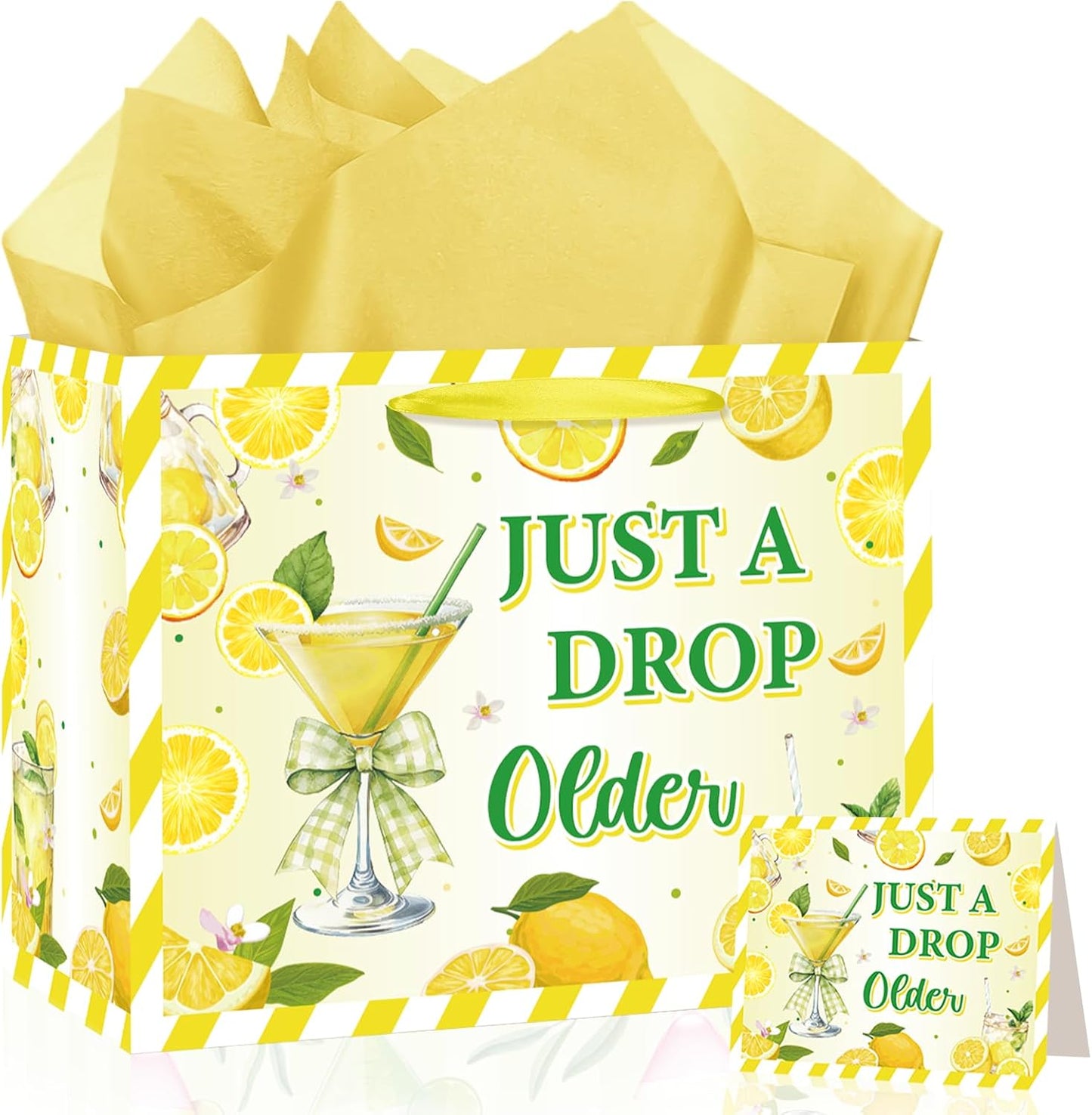 Just a Drop Older Gift Bag for Lemon Party Decorations Lemon Birthday Party Favors Gift Bag with Card and Wrapping Paper Lemon Bachelorette Gift Wrapping Bags for Lemon Drop Party Bridal Shower