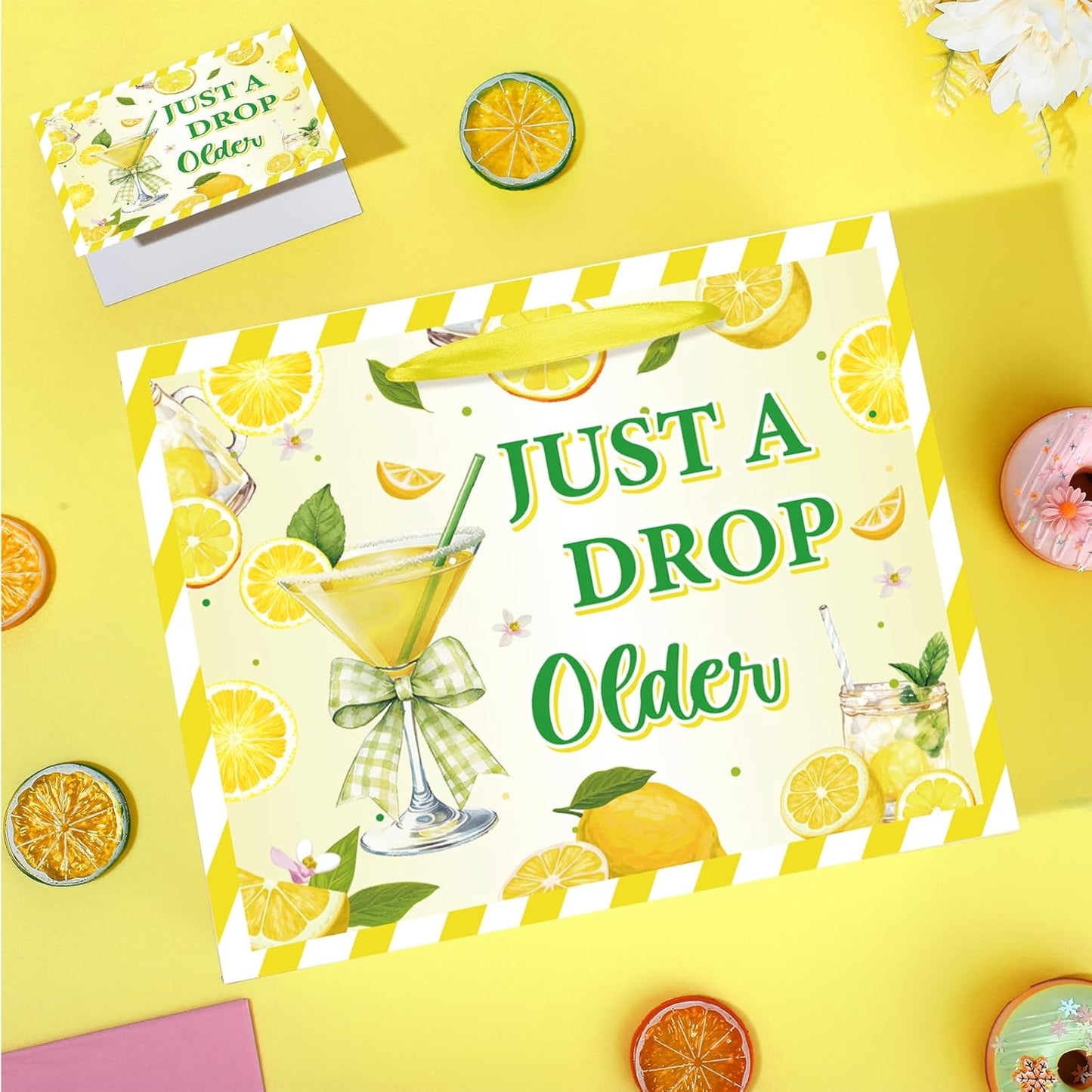 Just a Drop Older Gift Bag for Lemon Party Decorations Lemon Birthday Party Favors Gift Bag with Card and Wrapping Paper Lemon Bachelorette Gift Wrapping Bags for Lemon Drop Party Bridal Shower