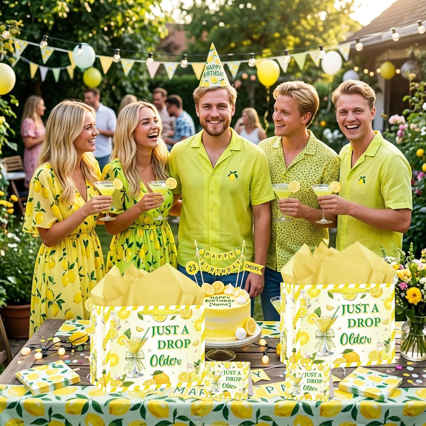 Just a Drop Older Gift Bag for Lemon Party Decorations Lemon Birthday Party Favors Gift Bag with Card and Wrapping Paper Lemon Bachelorette Gift Wrapping Bags for Lemon Drop Party Bridal Shower
