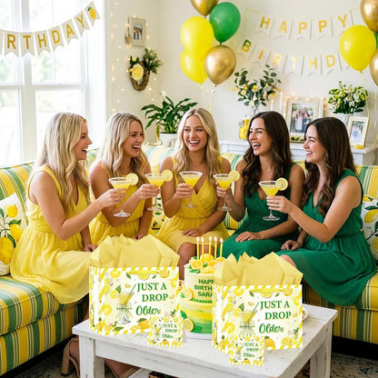 Just a Drop Older Gift Bag for Lemon Party Decorations Lemon Birthday Party Favors Gift Bag with Card and Wrapping Paper Lemon Bachelorette Gift Wrapping Bags for Lemon Drop Party Bridal Shower