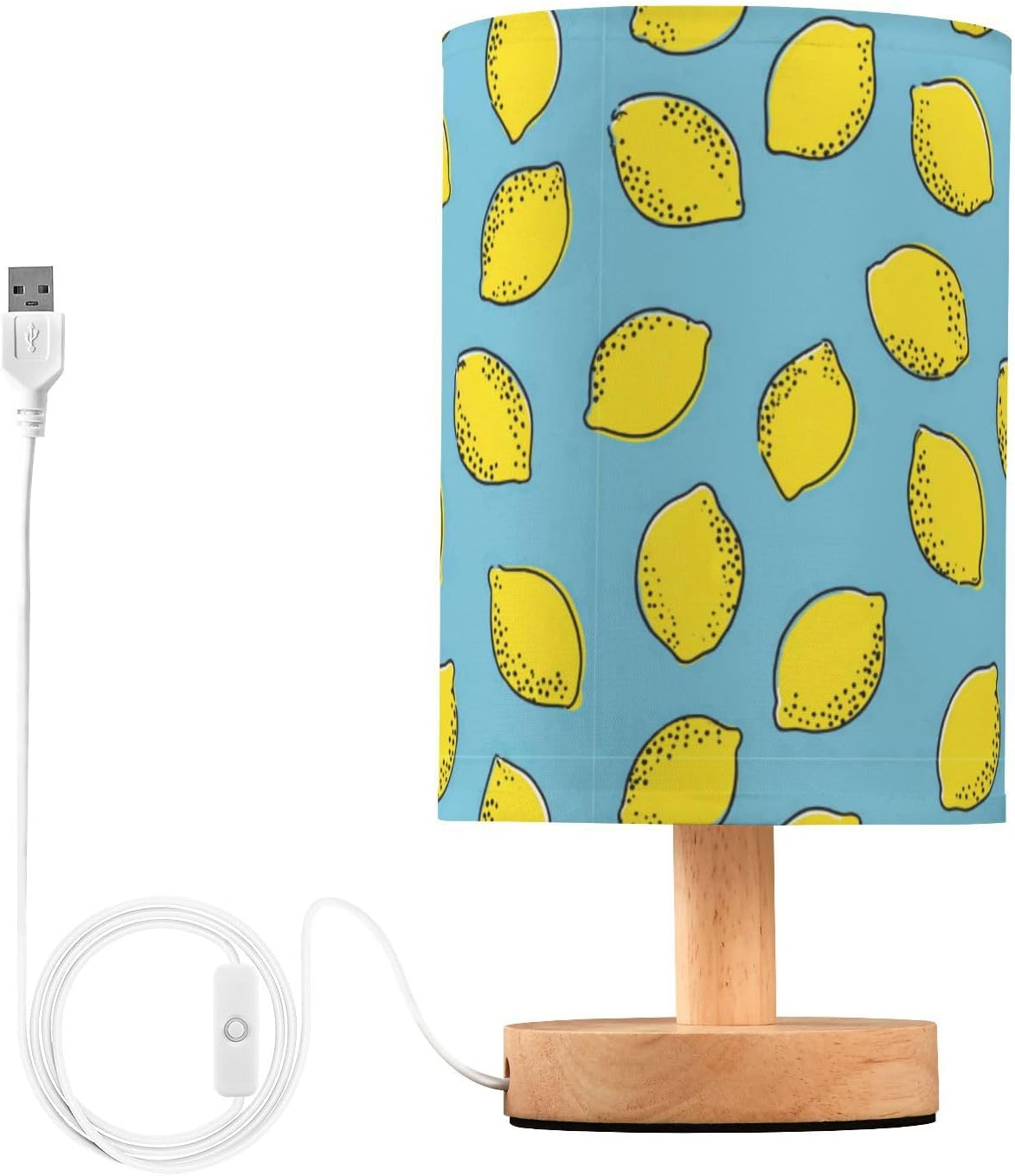 Bedside Table Lamp Lemon Yellow Citrus Fruits (94) Kids Nightstand Lamp Night Light Fabric Shade for Bedroom Living Room Home Office