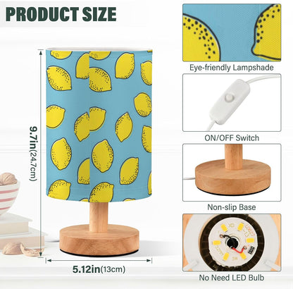 Bedside Table Lamp Lemon Yellow Citrus Fruits (94) Kids Nightstand Lamp Night Light Fabric Shade for Bedroom Living Room Home Office