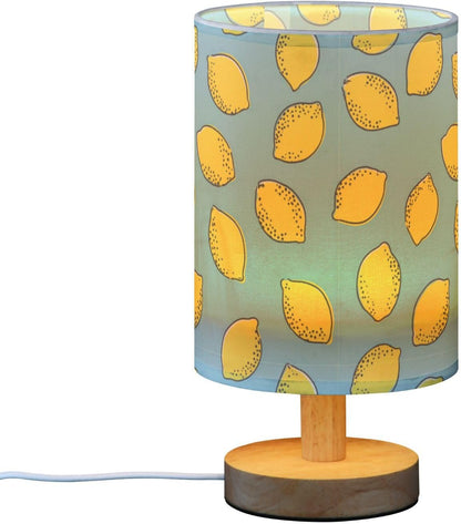 Bedside Table Lamp Lemon Yellow Citrus Fruits (94) Kids Nightstand Lamp Night Light Fabric Shade for Bedroom Living Room Home Office