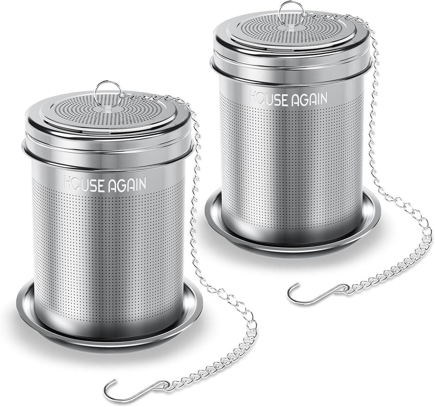 Tea Infuser, Extra Fine Mesh Tea Infusers for Loose Tea, 18/8 Stainless Steel Tea Strainer with Extended Chain Hook, Tea Steeper for Brew Tea, Spices & Seasonings Small × 2