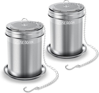 Tea Infuser, Extra Fine Mesh Tea Infusers for Loose Tea, 18/8 Stainless Steel Tea Strainer with Extended Chain Hook, Tea Steeper for Brew Tea, Spices & Seasonings Small × 2