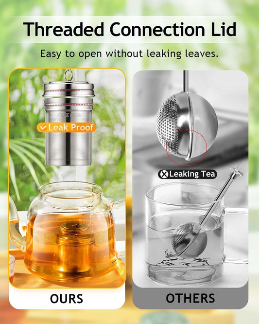 Tea Infuser, Extra Fine Mesh Tea Infusers for Loose Tea, 18/8 Stainless Steel Tea Strainer with Extended Chain Hook, Tea Steeper for Brew Tea, Spices & Seasonings Small × 2