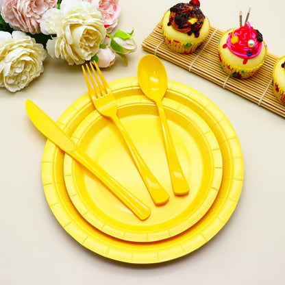 150 Pack Yellow Plastic Silverware, Yellow Utensils Include 50 Plastic Forks 50 Spoons 50 Knives for Birthday Party, Wedding, Picnic