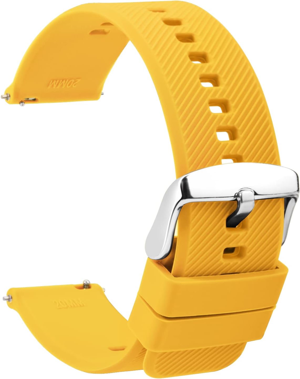 Silicone Watch Bands Rubber - Yellow Quick Release Watch Straps Soft - Waterproof Military Watch Strap for Men Women - for Smart Watches Bracelet Replacement 18mm 19mm 20mm 21mm 22mm