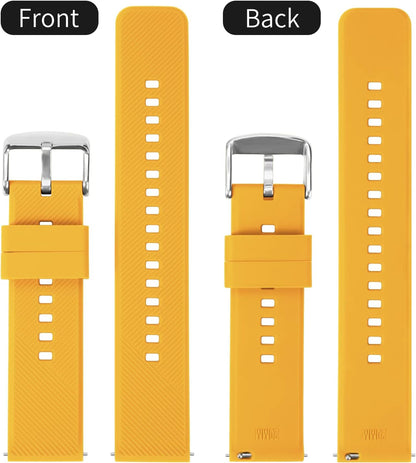 Silicone Watch Bands Rubber - Yellow Quick Release Watch Straps Soft - Waterproof Military Watch Strap for Men Women - for Smart Watches Bracelet Replacement 18mm 19mm 20mm 21mm 22mm