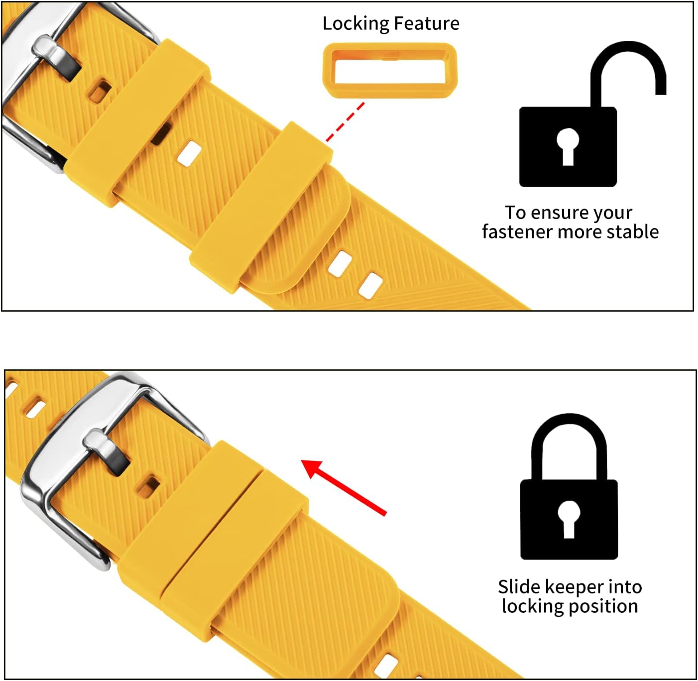 Silicone Watch Bands Rubber - Yellow Quick Release Watch Straps Soft - Waterproof Military Watch Strap for Men Women - for Smart Watches Bracelet Replacement 18mm 19mm 20mm 21mm 22mm
