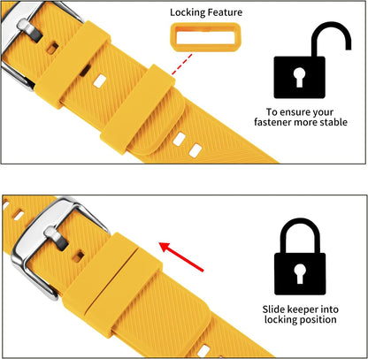 Silicone Watch Bands Rubber - Yellow Quick Release Watch Straps Soft - Waterproof Military Watch Strap for Men Women - for Smart Watches Bracelet Replacement 18mm 19mm 20mm 21mm 22mm
