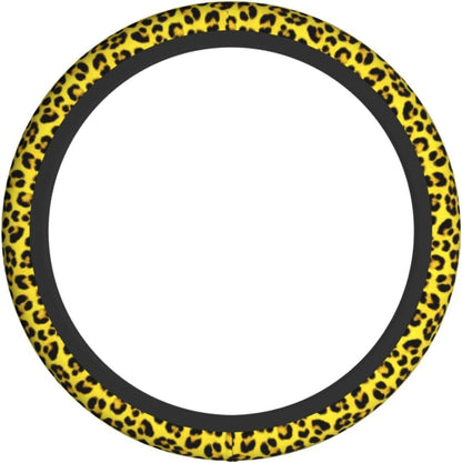 Yellow Leopard Steering Wheel Covers Non Slip Neoprene Universal 15 Inch Steering Wheel Protector Car Cover for Men Women