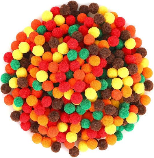 Fall Pom Poms Balls, 1000 Pieces Orange Brown Pom Poms for Crafts Making DIY Autumn Thanksgiving Party Decorations Supplies (6colors, 1 cm ) | 1cm Mini, 6 Colors, Orange Brown Yellow Pompom, DIY Craft Making, Handmade Project, Thanksgiving Christmas