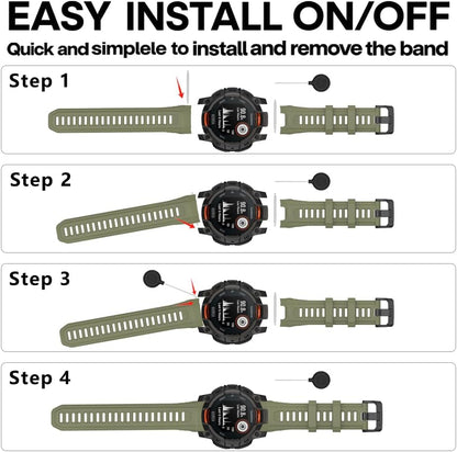 Watch Band for Garmin Instinct 3 （45mm, Silicone Watch Band, Adjustable Waterproof Strap for Men & Women, Soft Durable Replacement Strap
