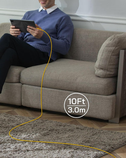 20W Fast Charger for iPhone 14/13/12 [3-Pack, MFi Certified] | USB-C PD power adapter with 10Ft cable, compatible with iPhone 14/13/12/11/Pro Max/Pro/Plus/Mini, iPad & more - Yellow