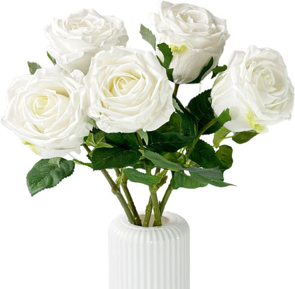 5Pcs Yellow Real Touch Latex Roses Wedding Centerpiece Home Decor | Real-touch yellow latex roses.Lifelike petals,bendable stems.Perfect for wedding centerpiece,vase,or DIY bouquet. No watering