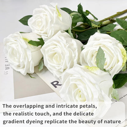 5Pcs Yellow Real Touch Latex Roses Wedding Centerpiece Home Decor | Real-touch yellow latex roses.Lifelike petals,bendable stems.Perfect for wedding centerpiece,vase,or DIY bouquet. No watering