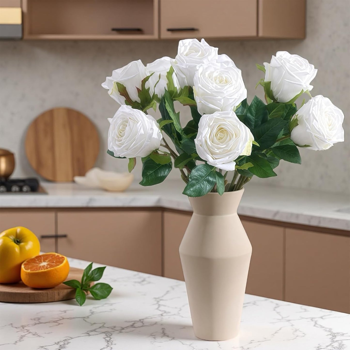 5Pcs Yellow Real Touch Latex Roses Wedding Centerpiece Home Decor | Real-touch yellow latex roses.Lifelike petals,bendable stems.Perfect for wedding centerpiece,vase,or DIY bouquet. No watering