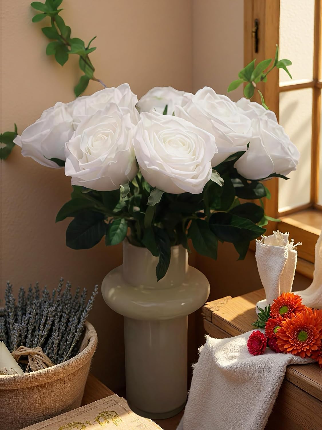 5Pcs Yellow Real Touch Latex Roses Wedding Centerpiece Home Decor | Real-touch yellow latex roses.Lifelike petals,bendable stems.Perfect for wedding centerpiece,vase,or DIY bouquet. No watering
